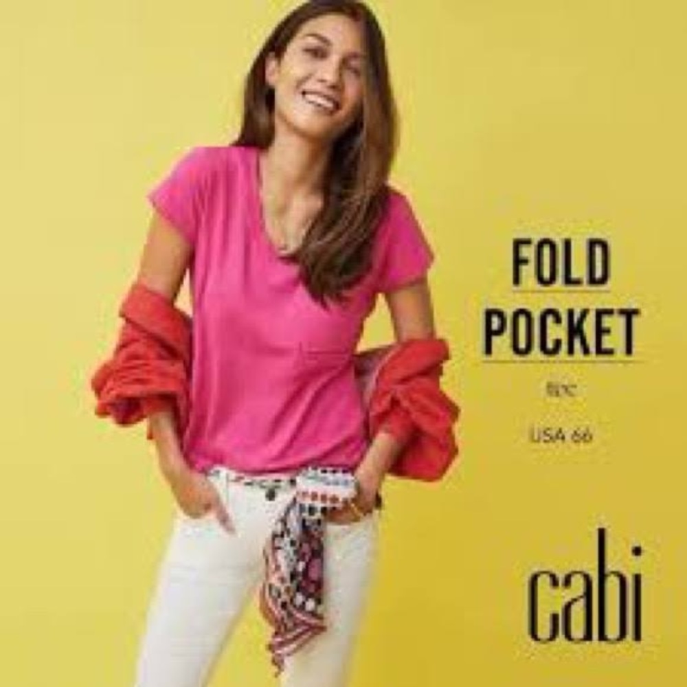 CAbi Fuschia Fold Pocket Tee Size S